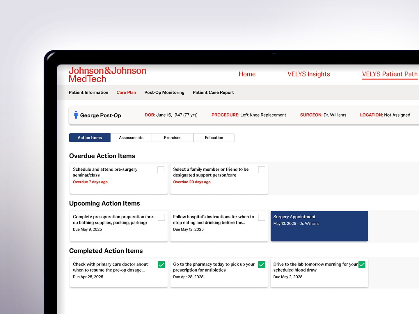 VELYS Patient Path program on laptop and phone screens