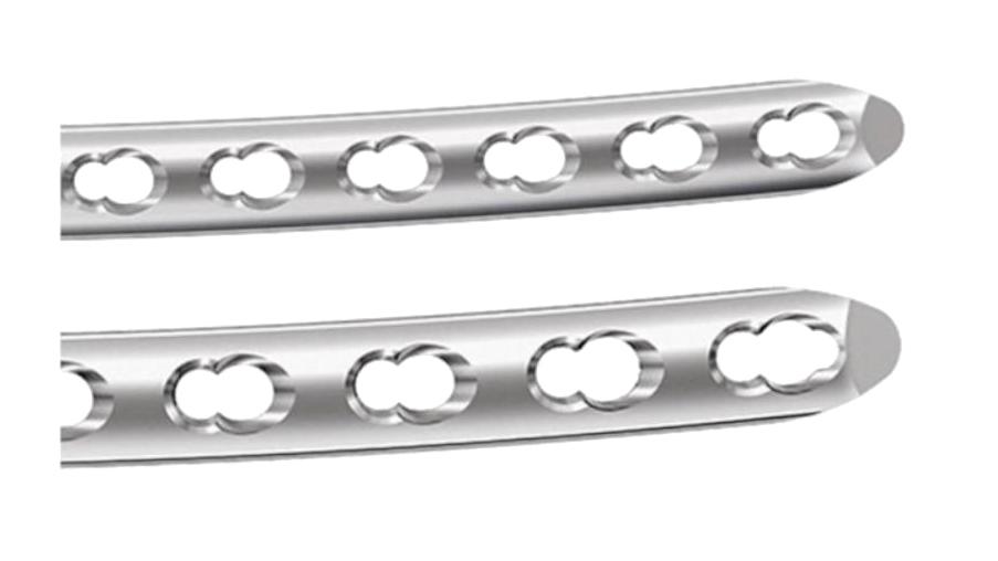 A 3.5 mm and 4.5 mm locking compression plate shown on a white background