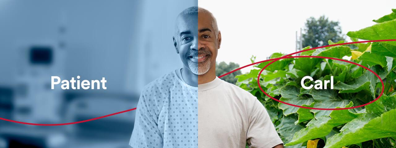 Smiling male patient and gardener