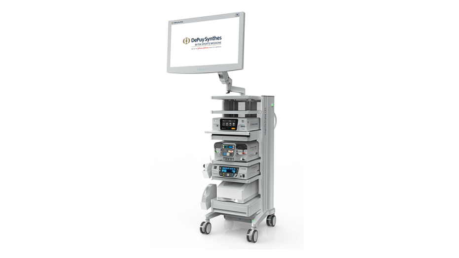 Full view of arthroscopic tower with visualization and OR equipment