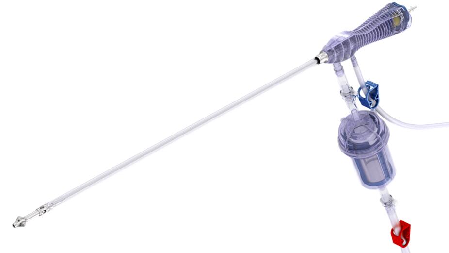RIA 2-systeem (Reamer Irrigator Aspirator) gemonteerd afgebeeld  