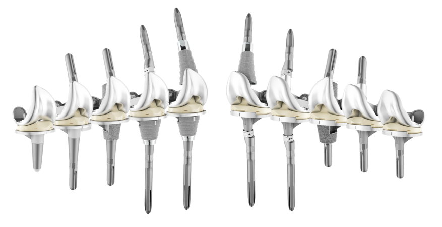 Twee implantaten van het ATTUNE-revisiekniesysteem