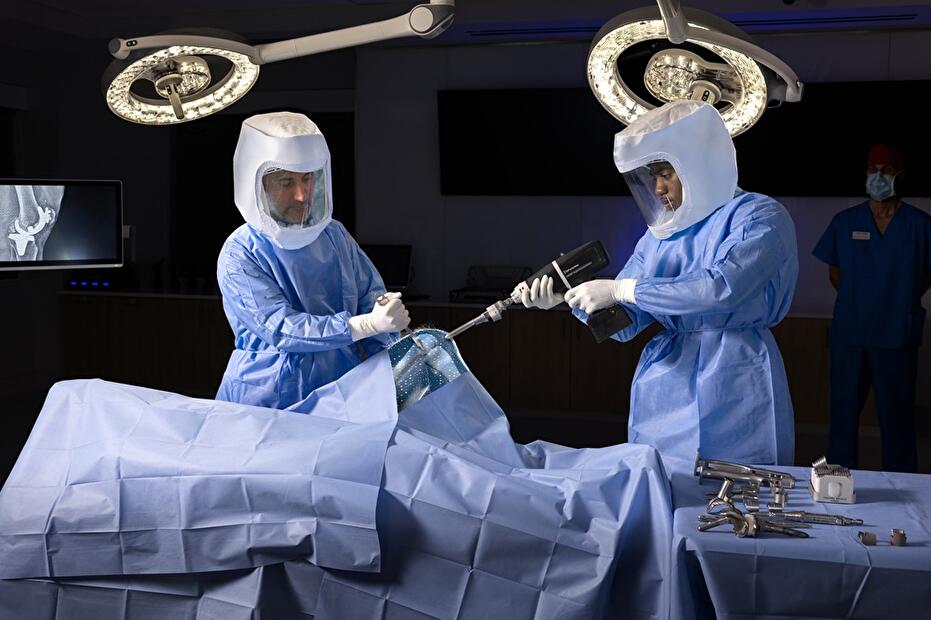 two surgeons working with knee revision